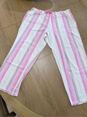 Alfani Pink, Beige and White Striped Pajama Bottoms